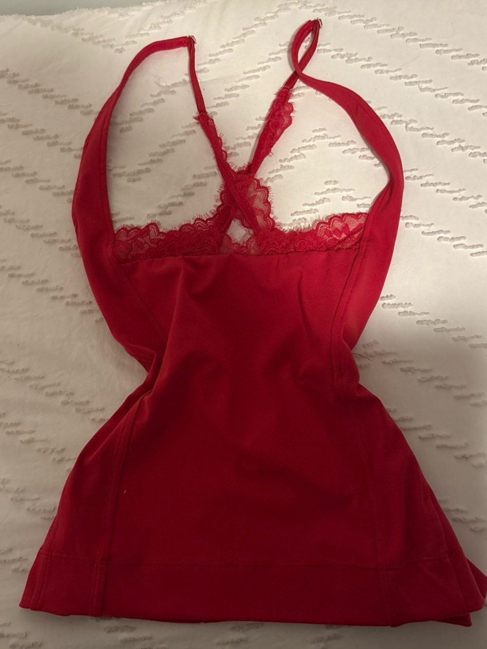 Free People Red Lace-Back Crop Cami